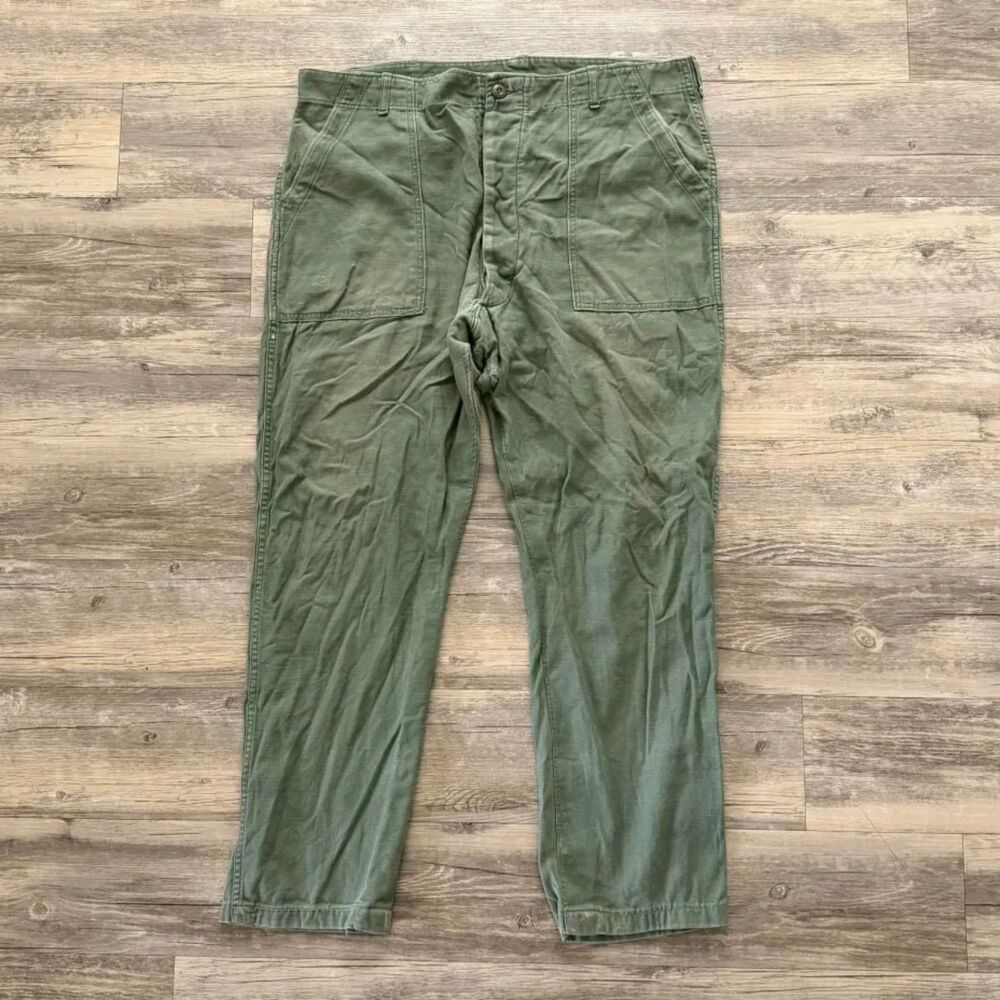 Vintage 70s Military OG-107 HBT Trousers Size 40X30